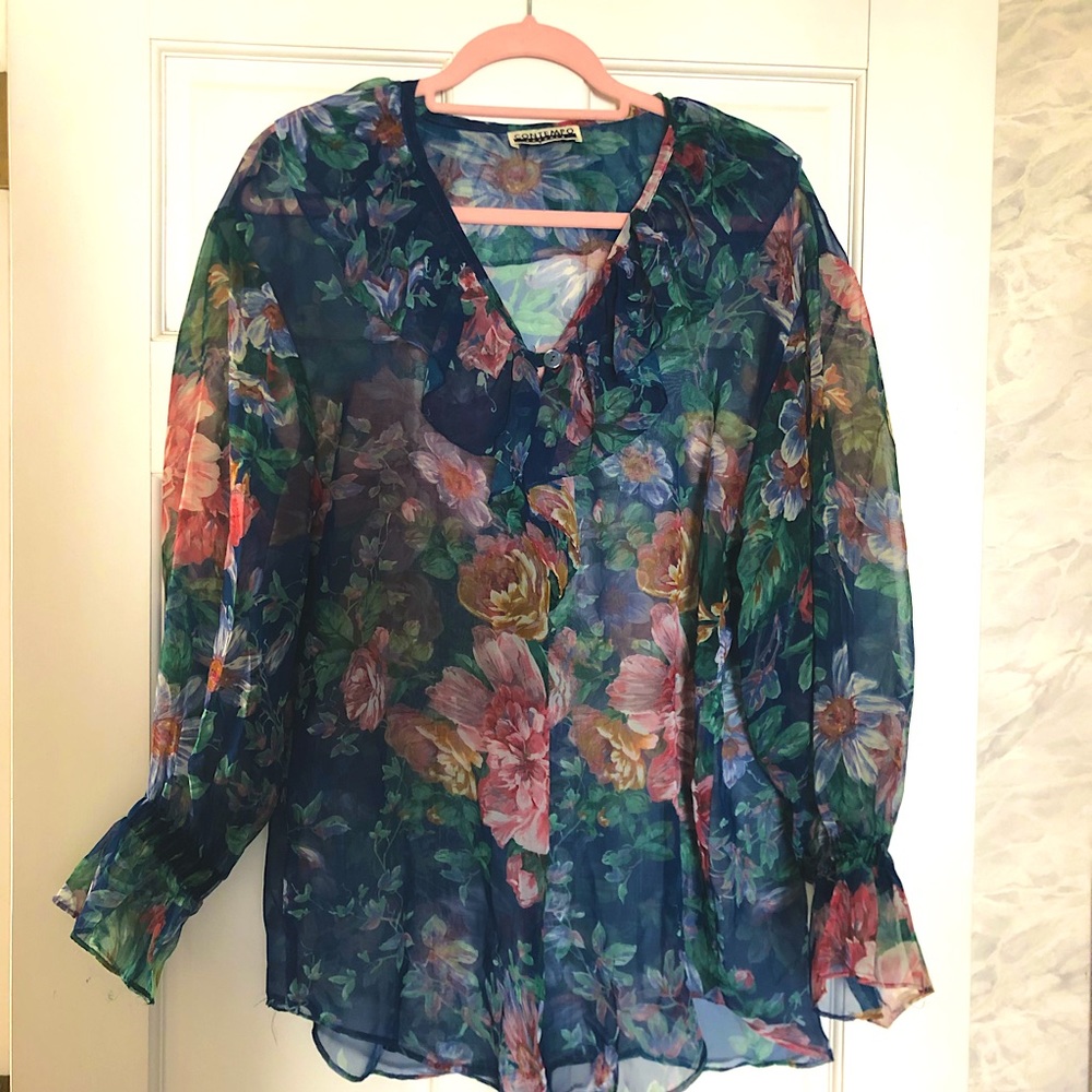 Vintage 90s Contempo Casuals sheer floral blouse